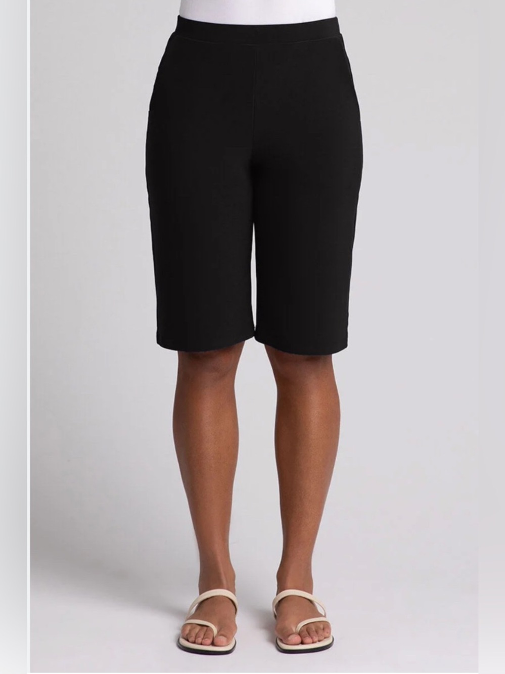 Joe Fresh Black Bermuda Shorts - Sleek Yoga Fabric Athleasure Style
